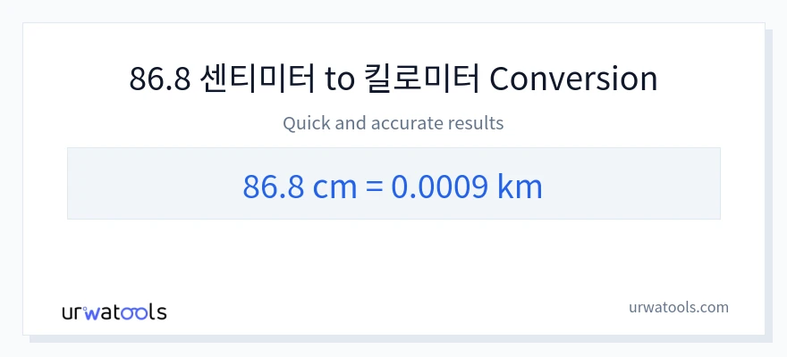 86.8 센티미터에서 킬로미터으로의 변환