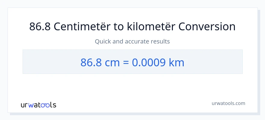 Konvertimi 86.8 Centimetra në Kilometra