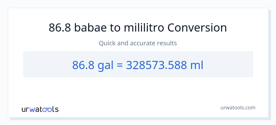 86.8 Mga galon patungong mga mililitro na conversion