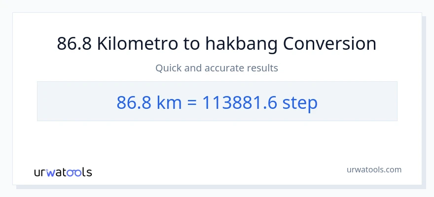 86.8 Kilometro patungong mga hakbang na conversion