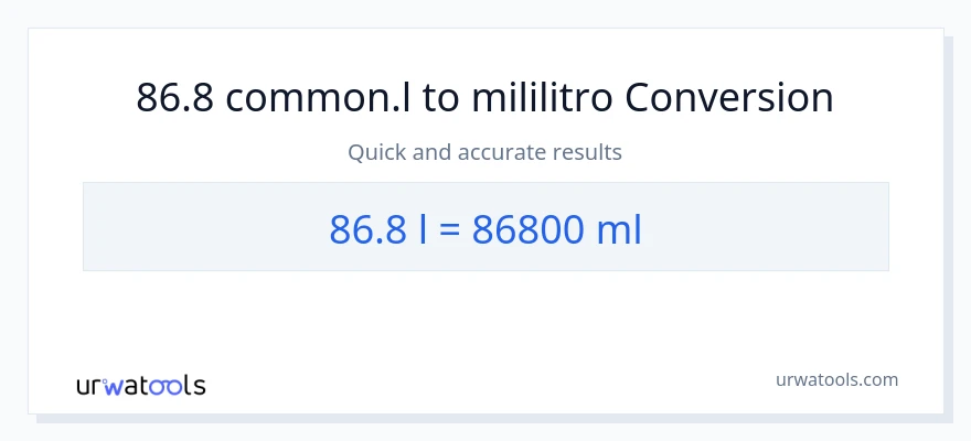 86.8 Liters patungong mga mililitro na conversion