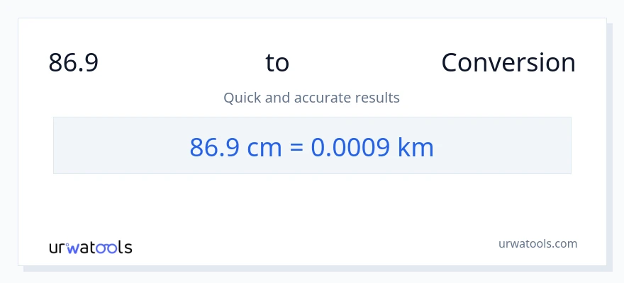 86.9 ಸೆಂಟಿಮೀಟರ್‌ಗಳು ರಿಂದ ಕಿಲೋಮೀಟರ್‌ಗಳು ಪರಿವರ್ತನೆ