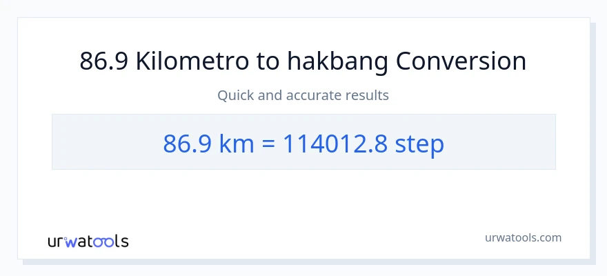86.9 Kilometro patungong mga hakbang na conversion