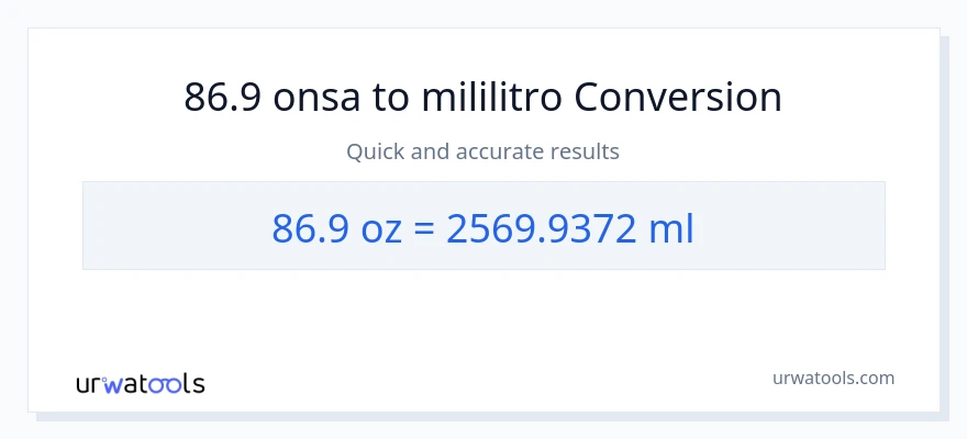86.9 Mga onsa patungong mga mililitro na conversion