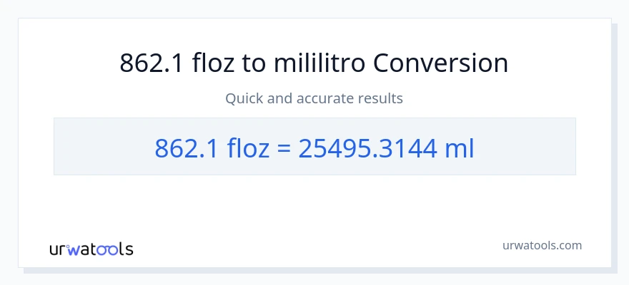 862.1 mga onsa ng likido patungong mga mililitro na conversion
