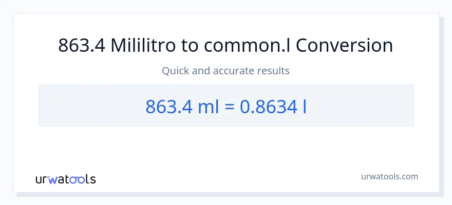 863.4 mga mililitro patungong Liters na conversion