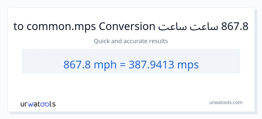 867.8 په ساعت کې میلونه ته Meters Per Second بدلون