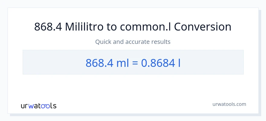 868.4 mga mililitro patungong Liters na conversion