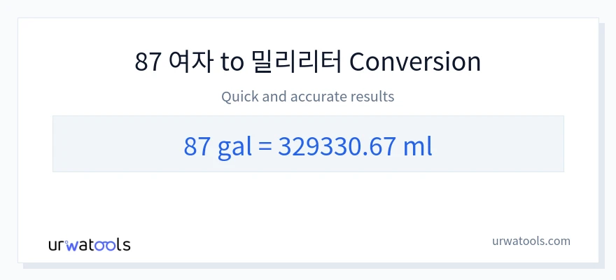 87 갤런에서 밀리리터으로의 변환