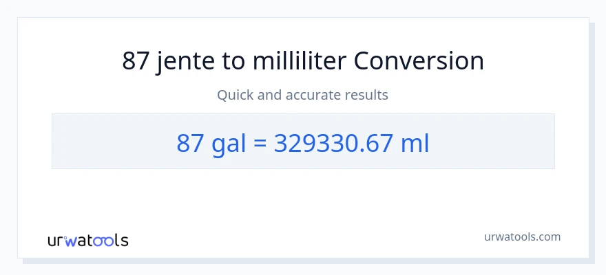 87 Galloner til milliliter konvertering