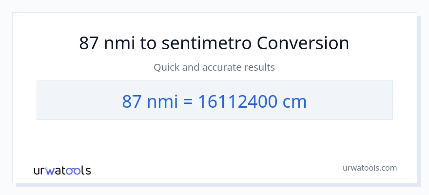 87 milyang nautikal patungong Mga Sentimetro na conversion