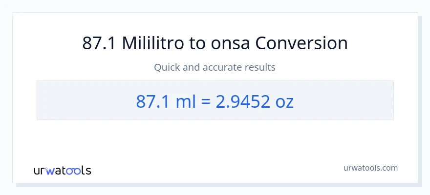 87.1 mga mililitro patungong Mga onsa na conversion