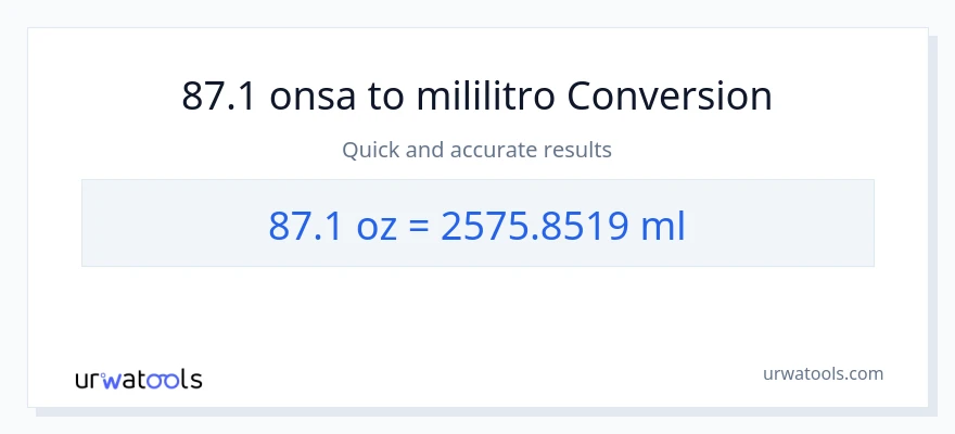 87.1 Mga onsa patungong mga mililitro na conversion