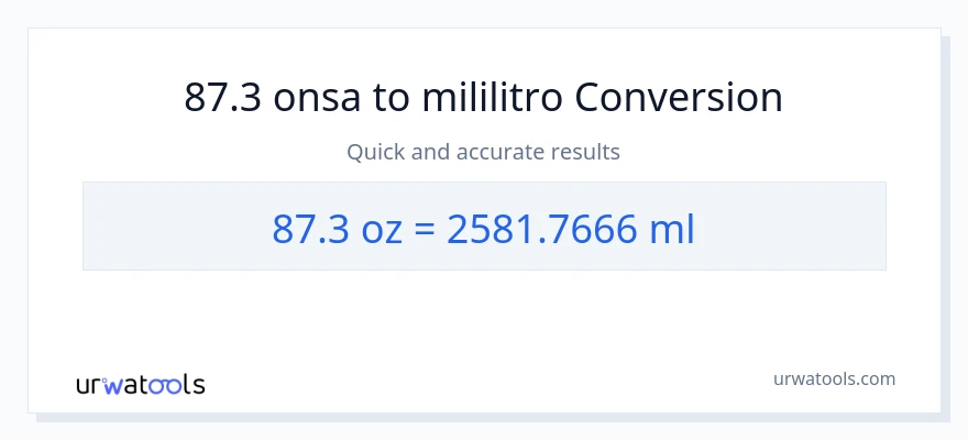 87.3 Mga onsa patungong mga mililitro na conversion
