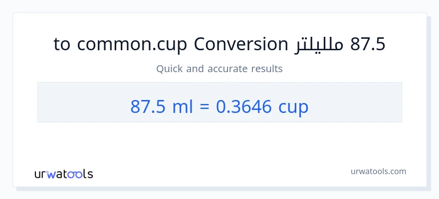 التحويل من 87.5 ملليلتر إلى أكواب