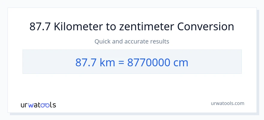 87.7 Kilometer zu Zentimeter Umwandlung