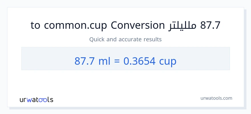 التحويل من 87.7 ملليلتر إلى أكواب