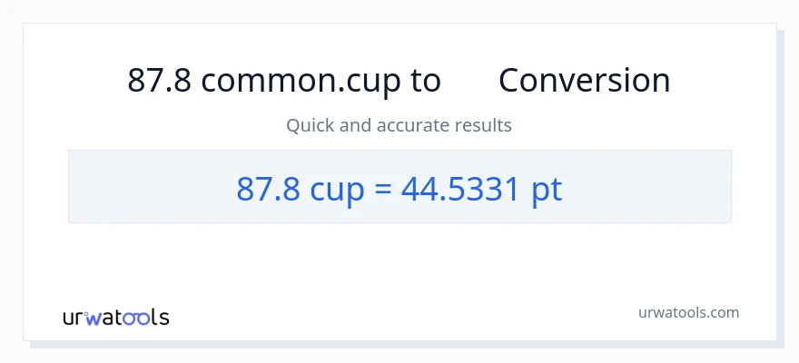 การแปลง 87.8 ถ้วย เป็น Pints