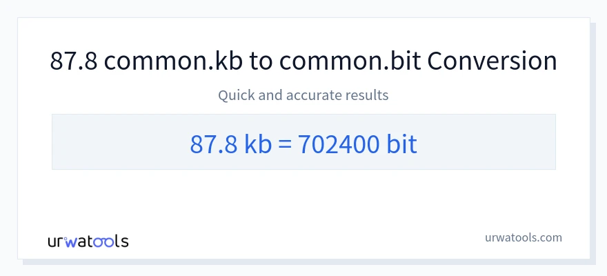 87.8 Kilobytes 到 Bits 轉換