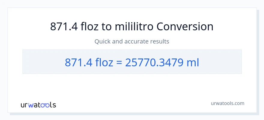 871.4 mga onsa ng likido patungong mga mililitro na conversion