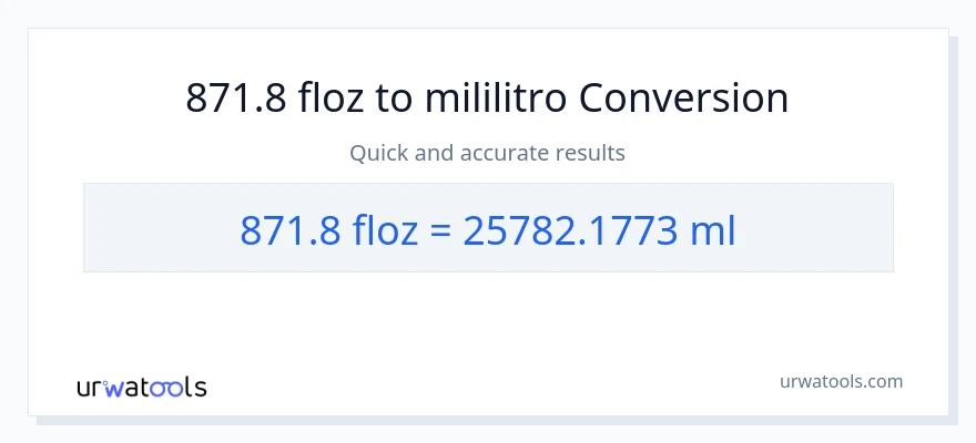 871.8 mga onsa ng likido patungong mga mililitro na conversion