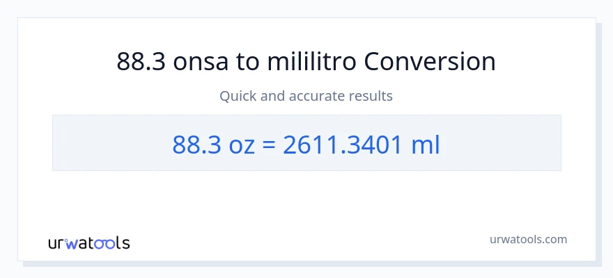 88.3 Mga onsa patungong mga mililitro na conversion