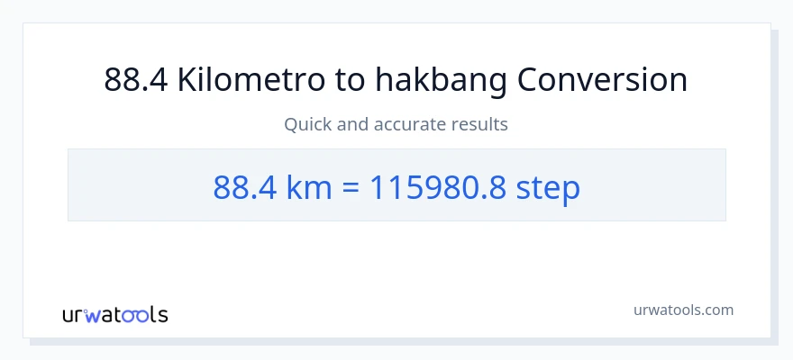 88.4 Kilometro patungong mga hakbang na conversion