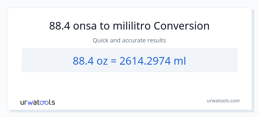 88.4 Mga onsa patungong mga mililitro na conversion