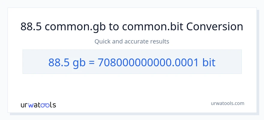 88.5 Gigabytes patungong Bits na conversion