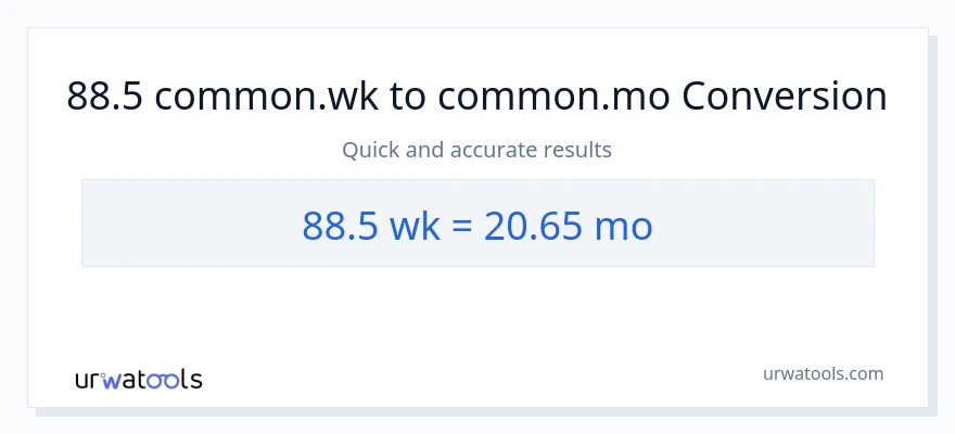 88.5 Mga Linggo patungong Mga Buwan na conversion