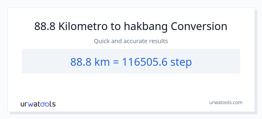 88.8 Kilometro patungong mga hakbang na conversion