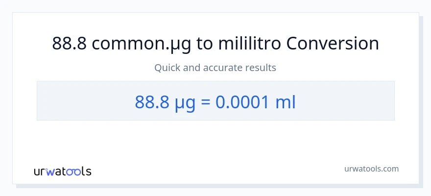 88.8 mga mikrogramo patungong mga mililitro na conversion