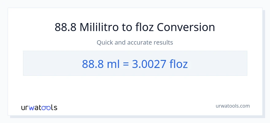 88.8 mga mililitro patungong mga onsa ng likido na conversion