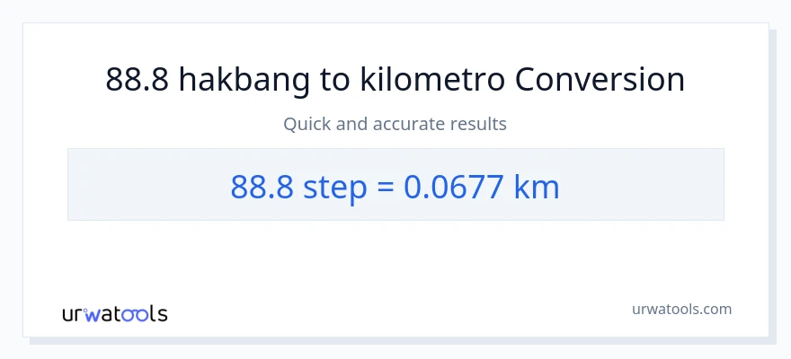88.8 mga hakbang patungong Kilometro na conversion