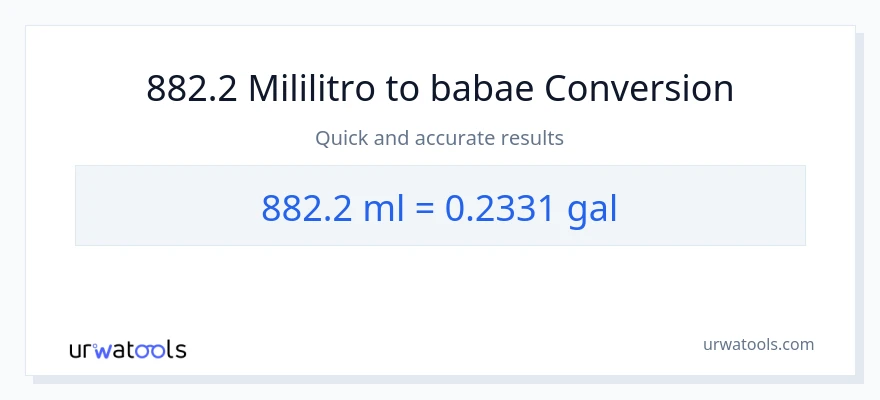 882.2 mga mililitro patungong Mga galon na conversion