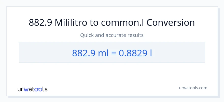 882.9 mga mililitro patungong Liters na conversion