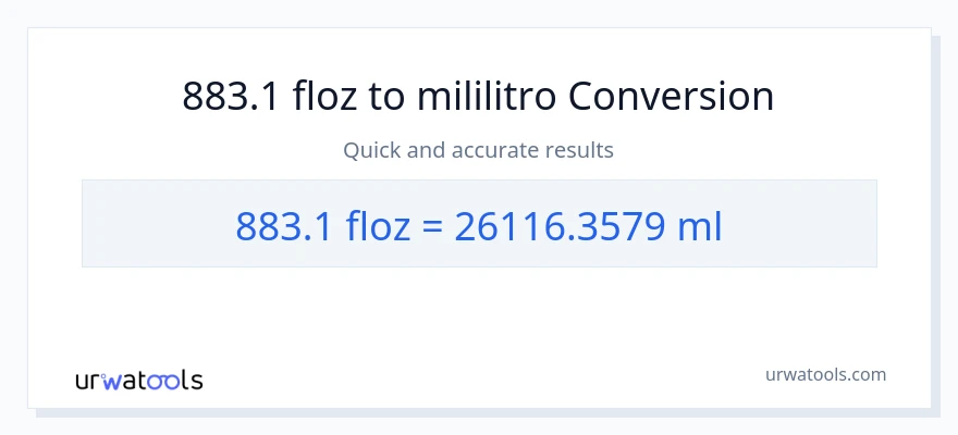 883.1 mga onsa ng likido patungong mga mililitro na conversion