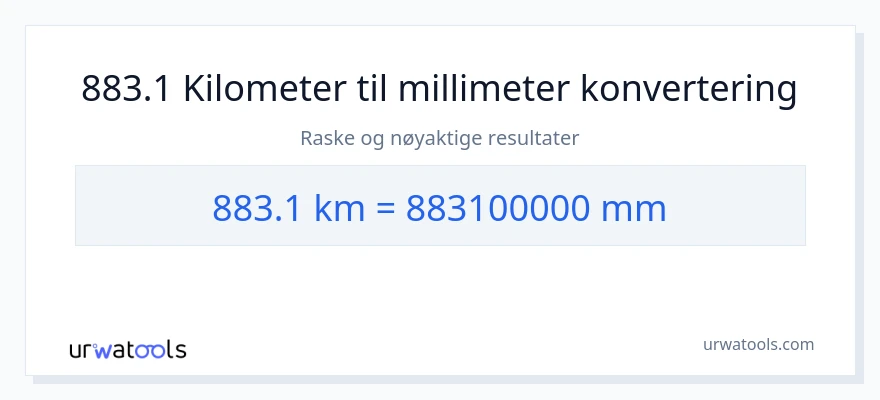 883.1 kilometer til millimeter konvertering