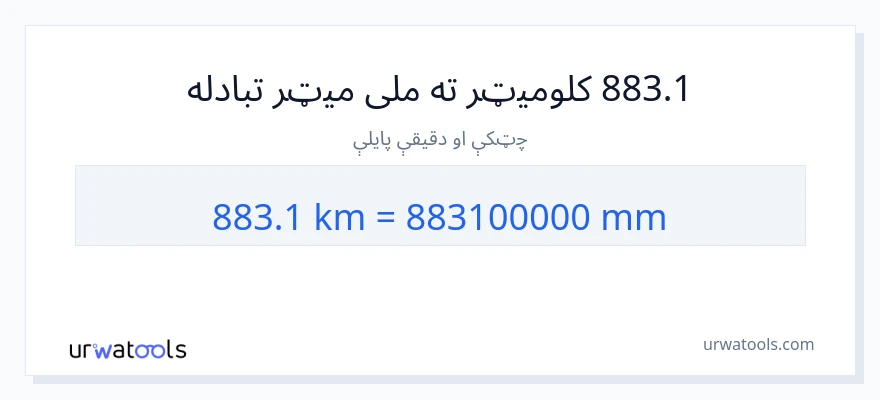 883.1 کیلومتره ته ملی متره بدلون