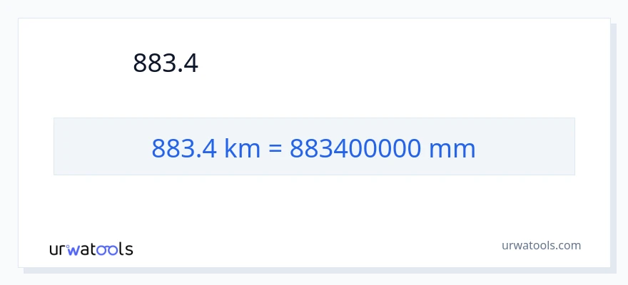 883.4 કિલોમીટર થી મિલીમીટર રૂપાંતર