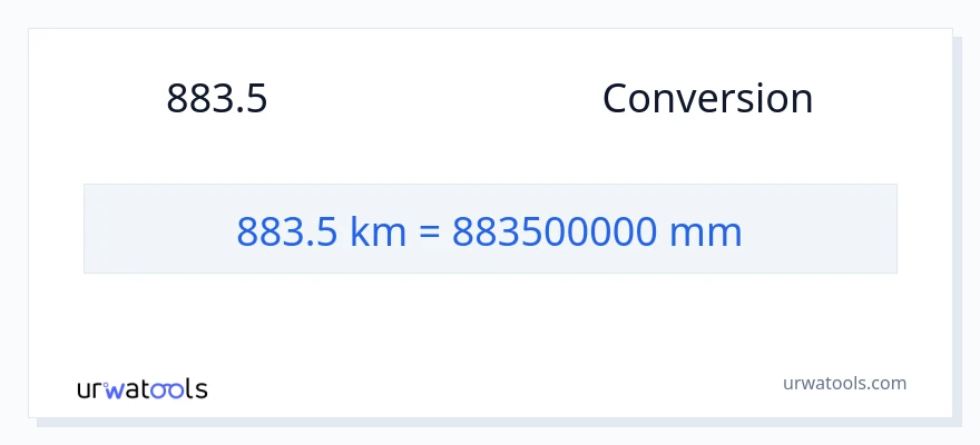 การแปลง 883.5 กิโลเมตร เป็น มิลลิเมตร