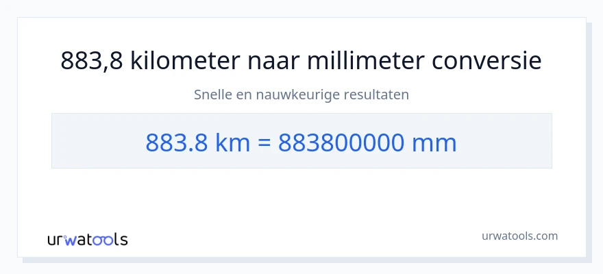 883.8 kilometers naar millimeters conversie