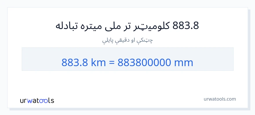 883.8 کیلومتره ته ملی متره بدلون