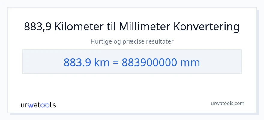 883.9 kilometer til millimeter konvertering