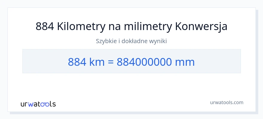 Konwersja 884 kilometrów do milimetry