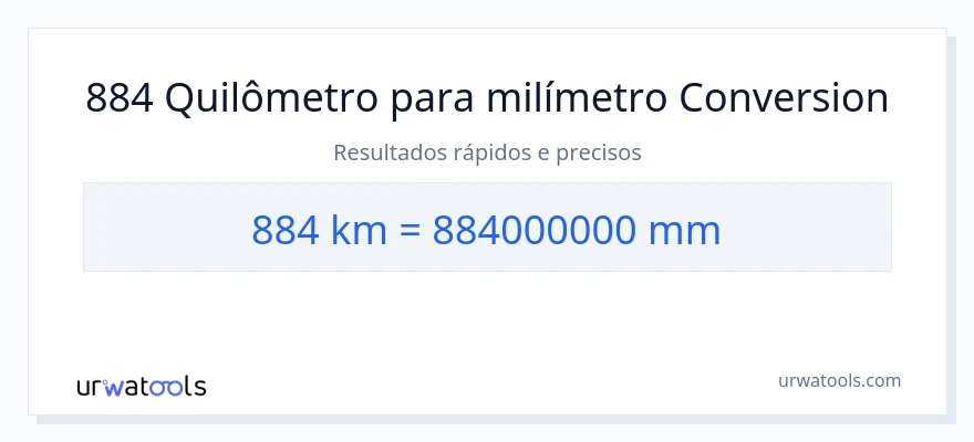 Conversão de 884 quilômetros para milímetros
