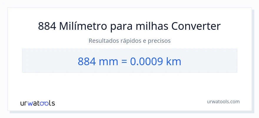 Conversão de 884 milímetros para quilômetros