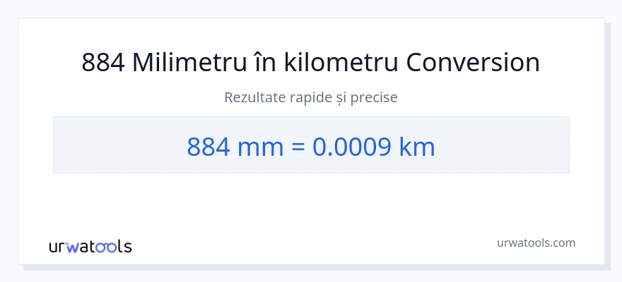 Conversie 884 milimetri la kilometri