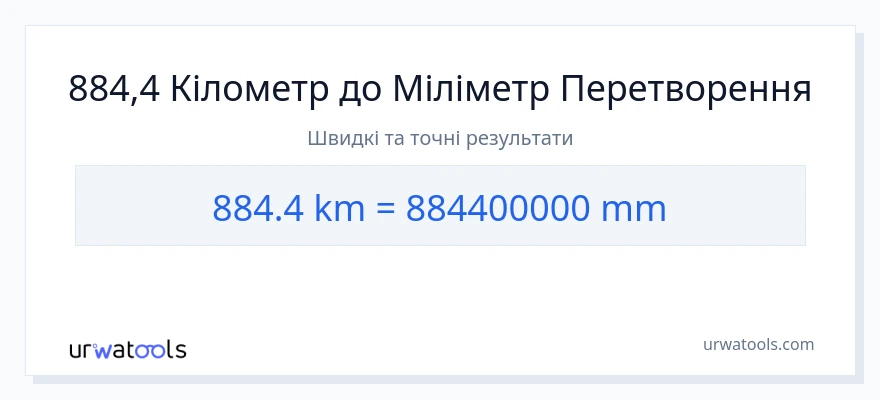 Конверсія з кілометри у міліметри: 884.4
