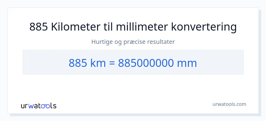885 kilometer til millimeter konvertering